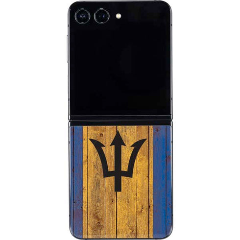 Barbados Flag Dark Wood Galaxy Z Flip5 5G Skin